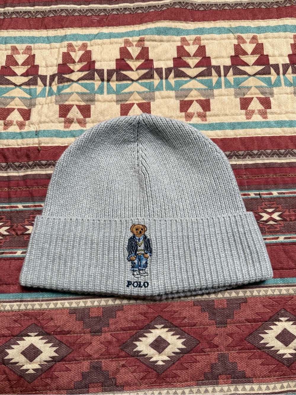 Ralph Lauren Polo gray Bear Knit Beanie